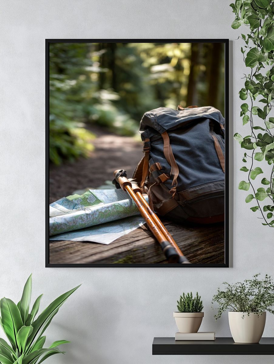 Hiking Gear in Nature — Photography Print. — room view 4