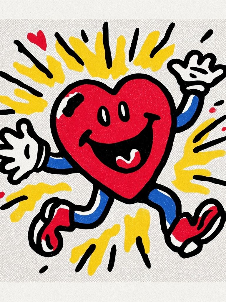 Happy Heart — Cartoon Print. poster detail