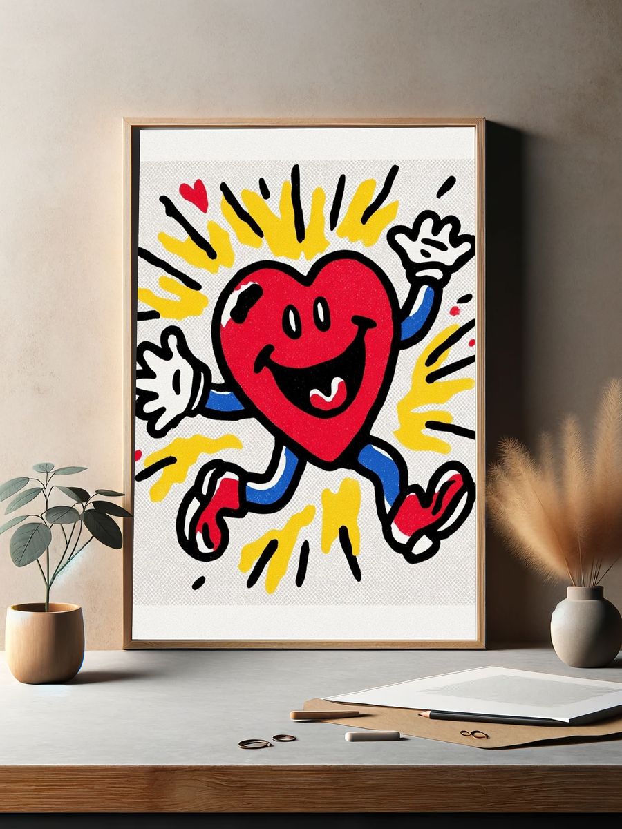 Happy Heart — Cartoon Print. — room view 2