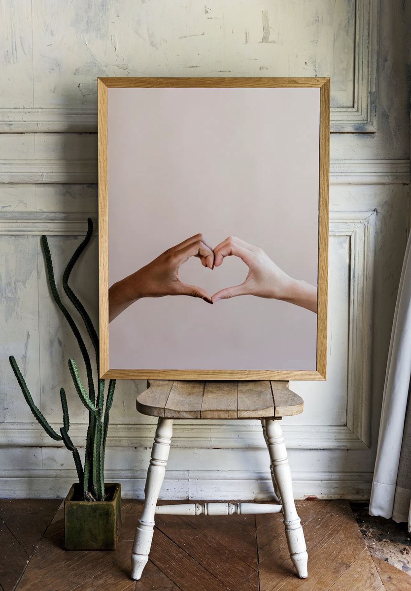 Diverse cute heart shaped hands. room preview