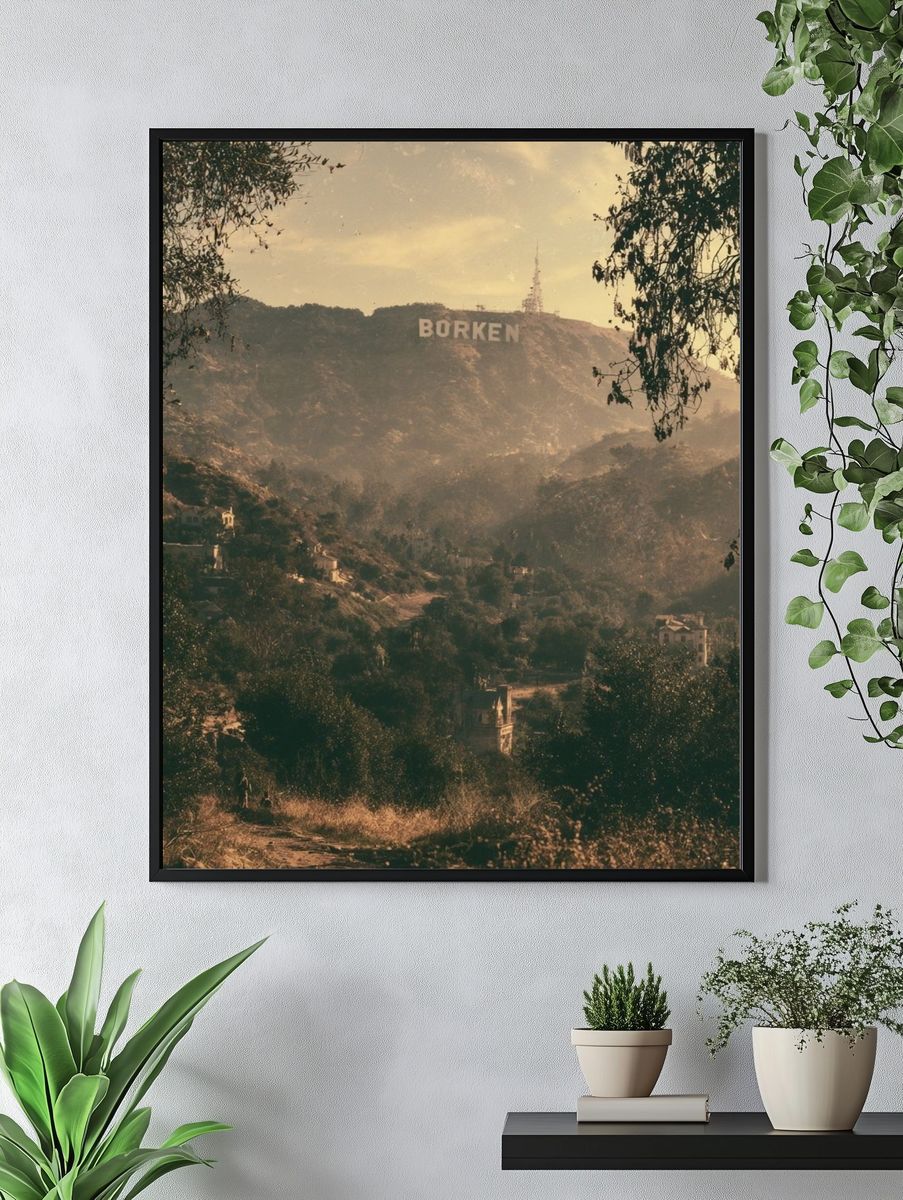 Hollywood Hills Sunset Photography Poster. — room view 4