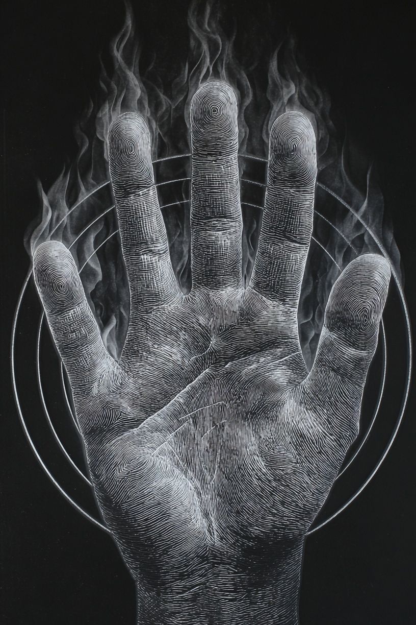 Hand in Flames — Fine Art Print. poster detail