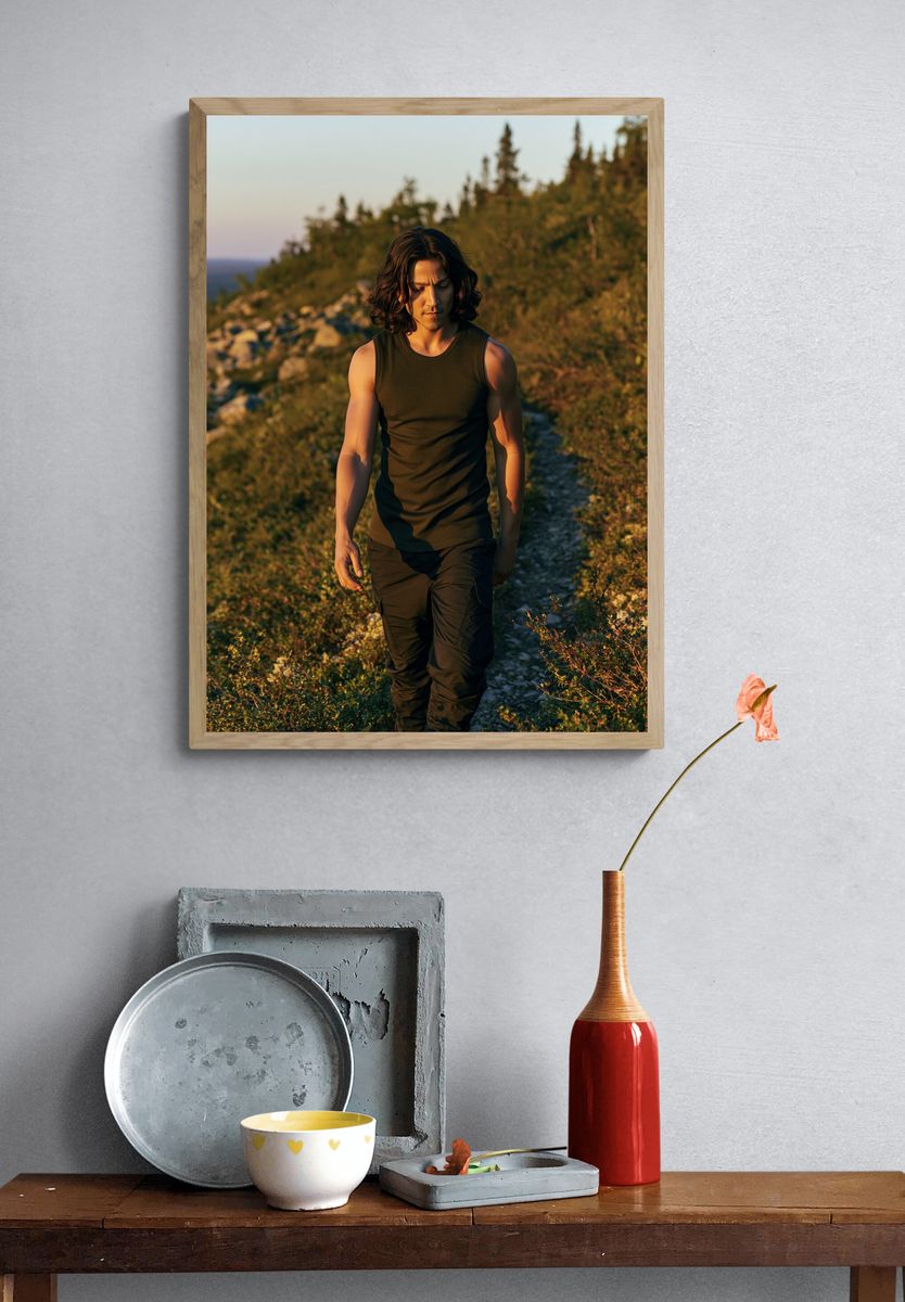 Hiker at Golden Hour Photography Poster. — room view 3