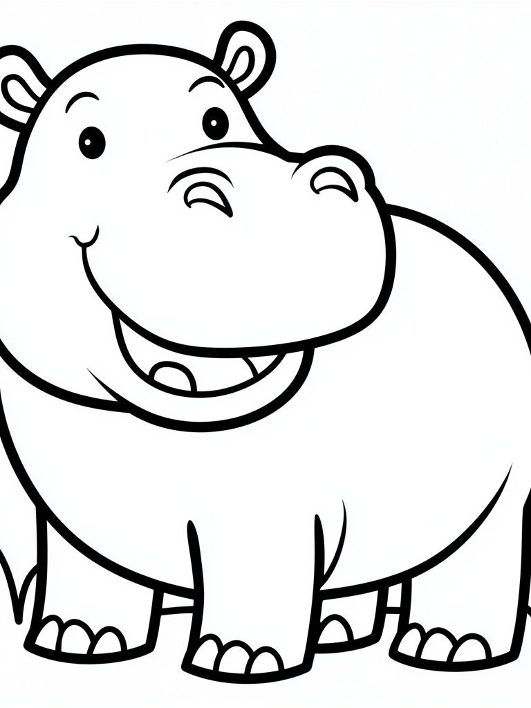 Happy Hippo Cartoon Poster. poster — animals art