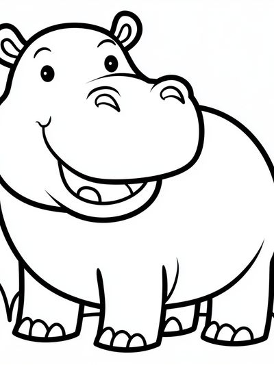 Happy Hippo Cartoon Poster.