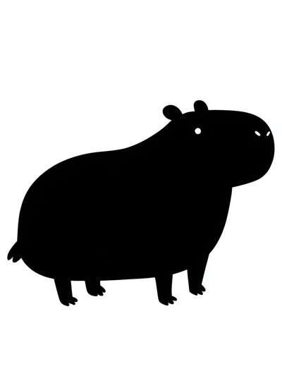 Cute Hippo Silhouette Print. poster