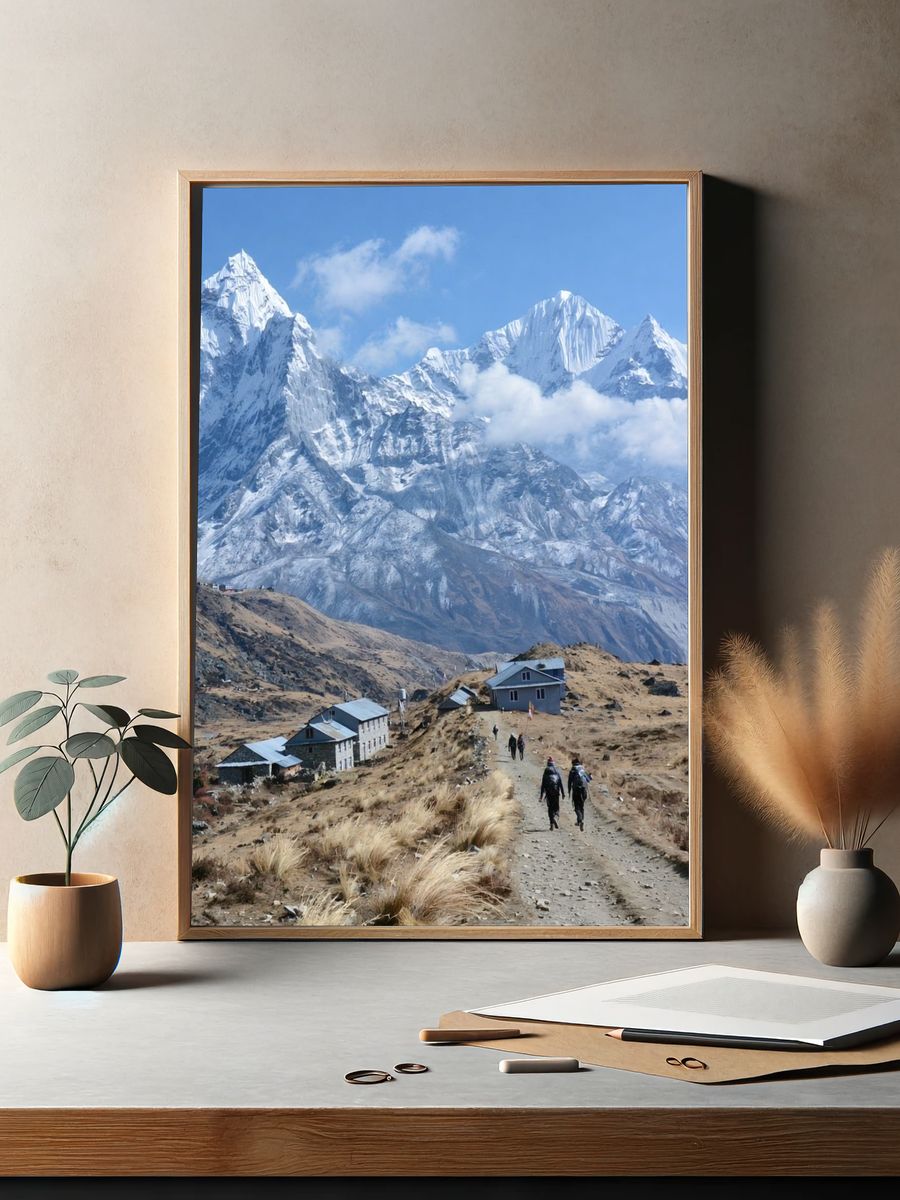 Snowy Himalayan Peaks Photography Poster. — room view 2