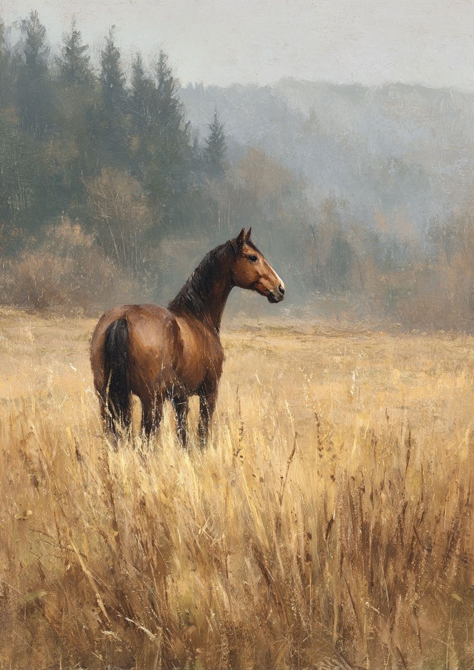 Majestic Horse in Meadow — Fine Art Print. poster detail