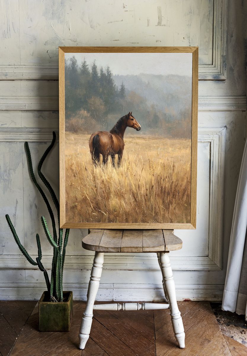 Majestic Horse in Meadow — Fine Art Print. — room view 1