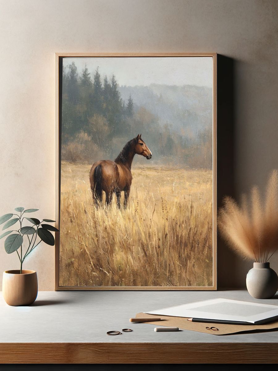 Majestic Horse in Meadow — Fine Art Print. — room view 2