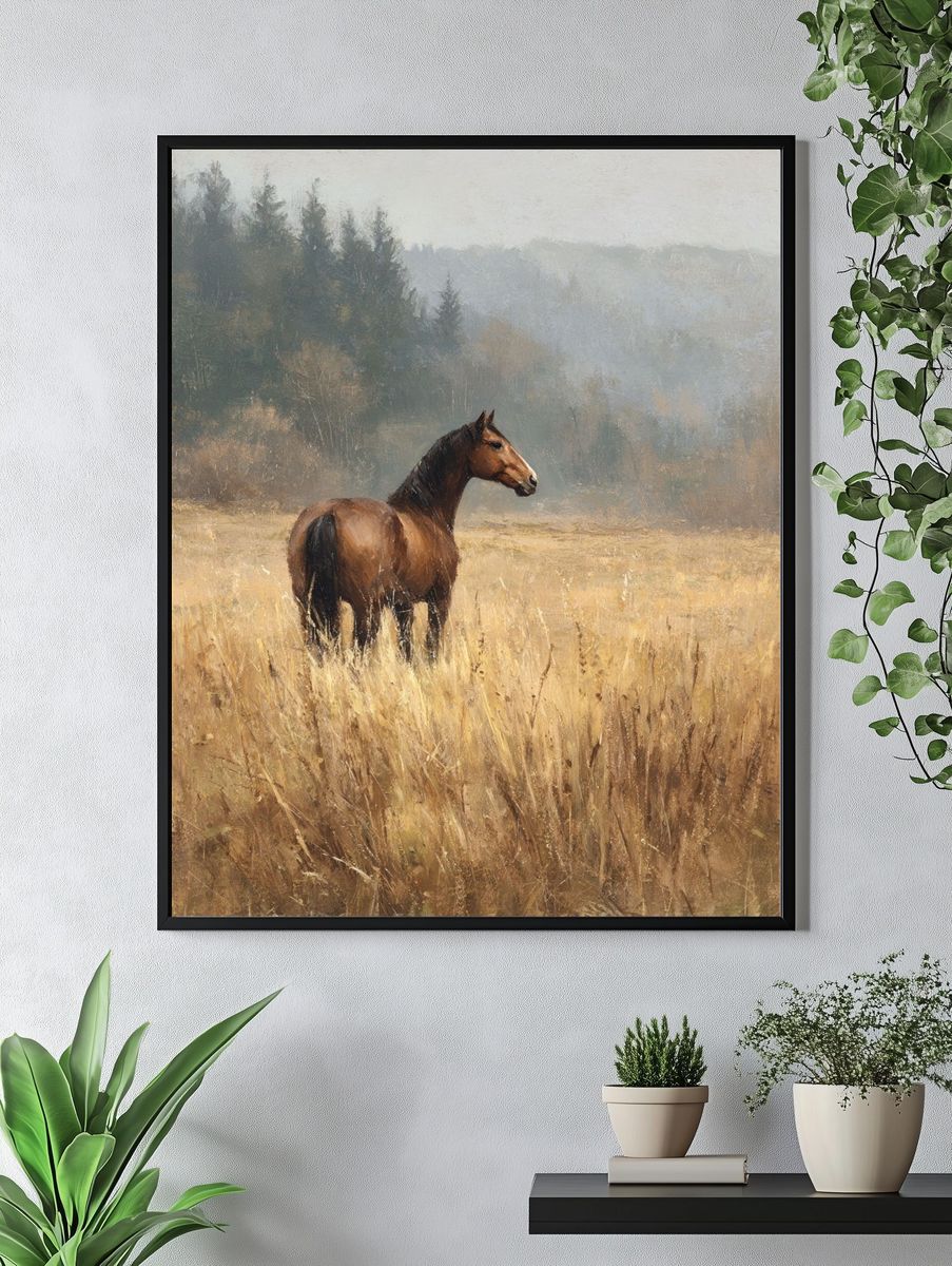 Majestic Horse in Meadow — Fine Art Print. — room view 4