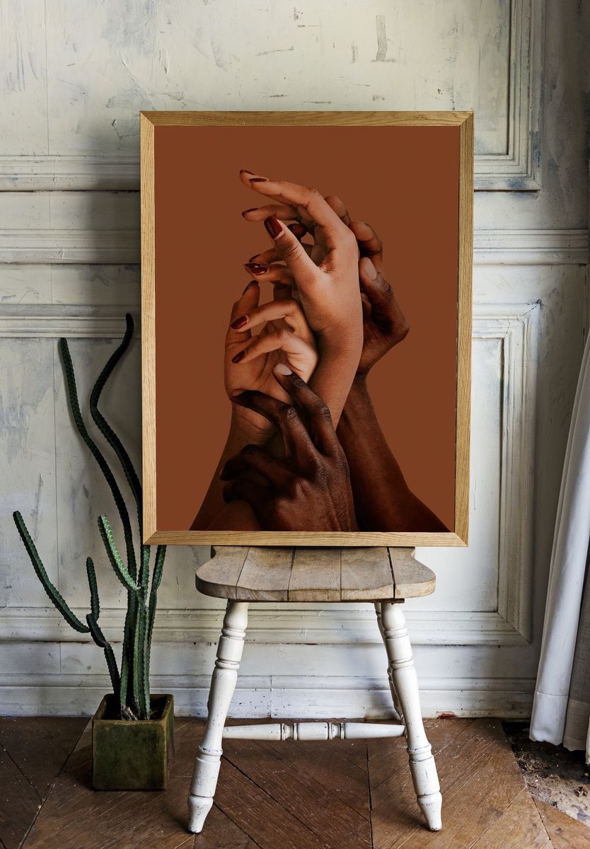 Four hands reaching up. — room view 1