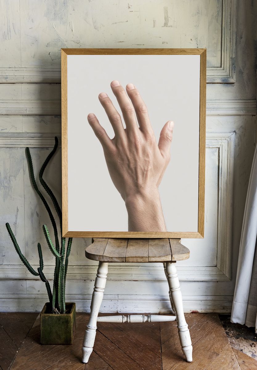 Floating Hand Minimalist Photography Print. — room view 1