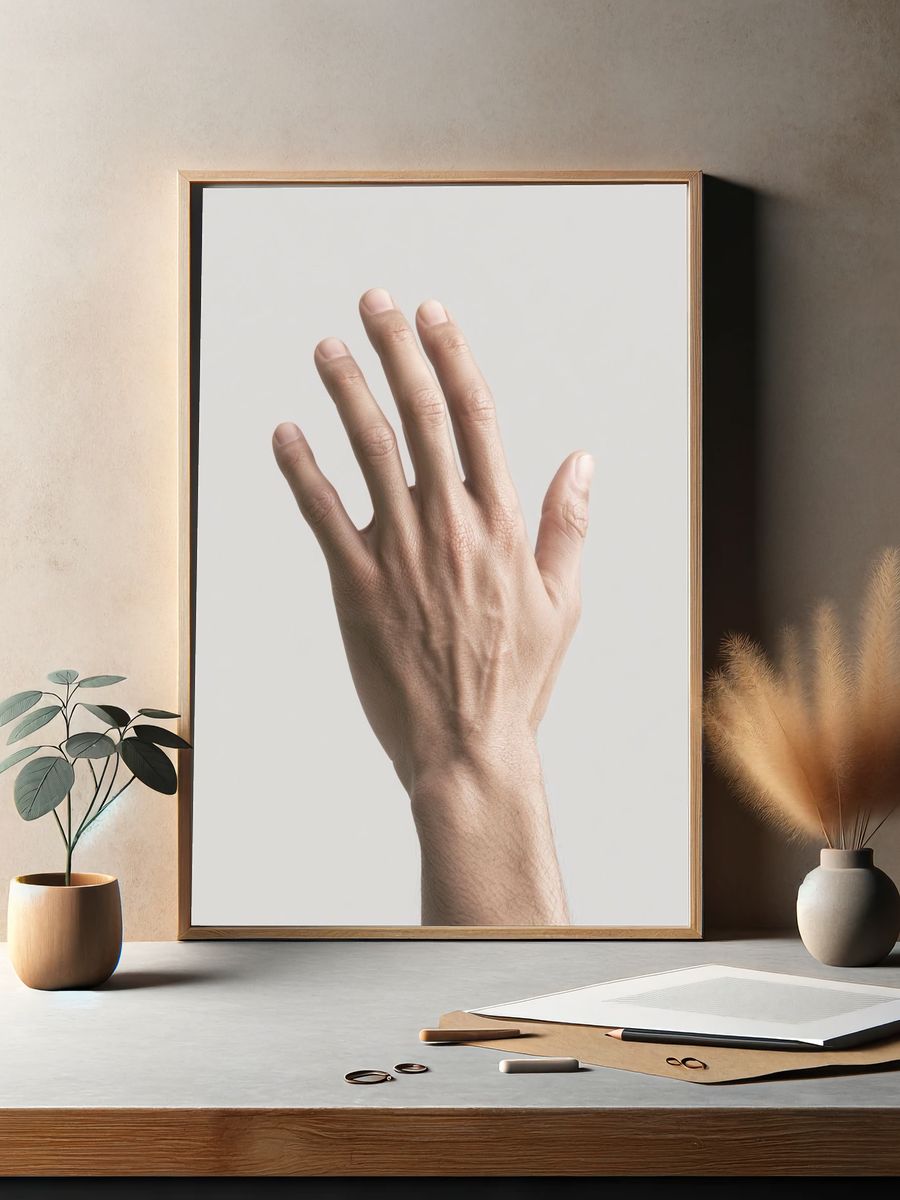 Floating Hand Minimalist Photography Print. — room view 2