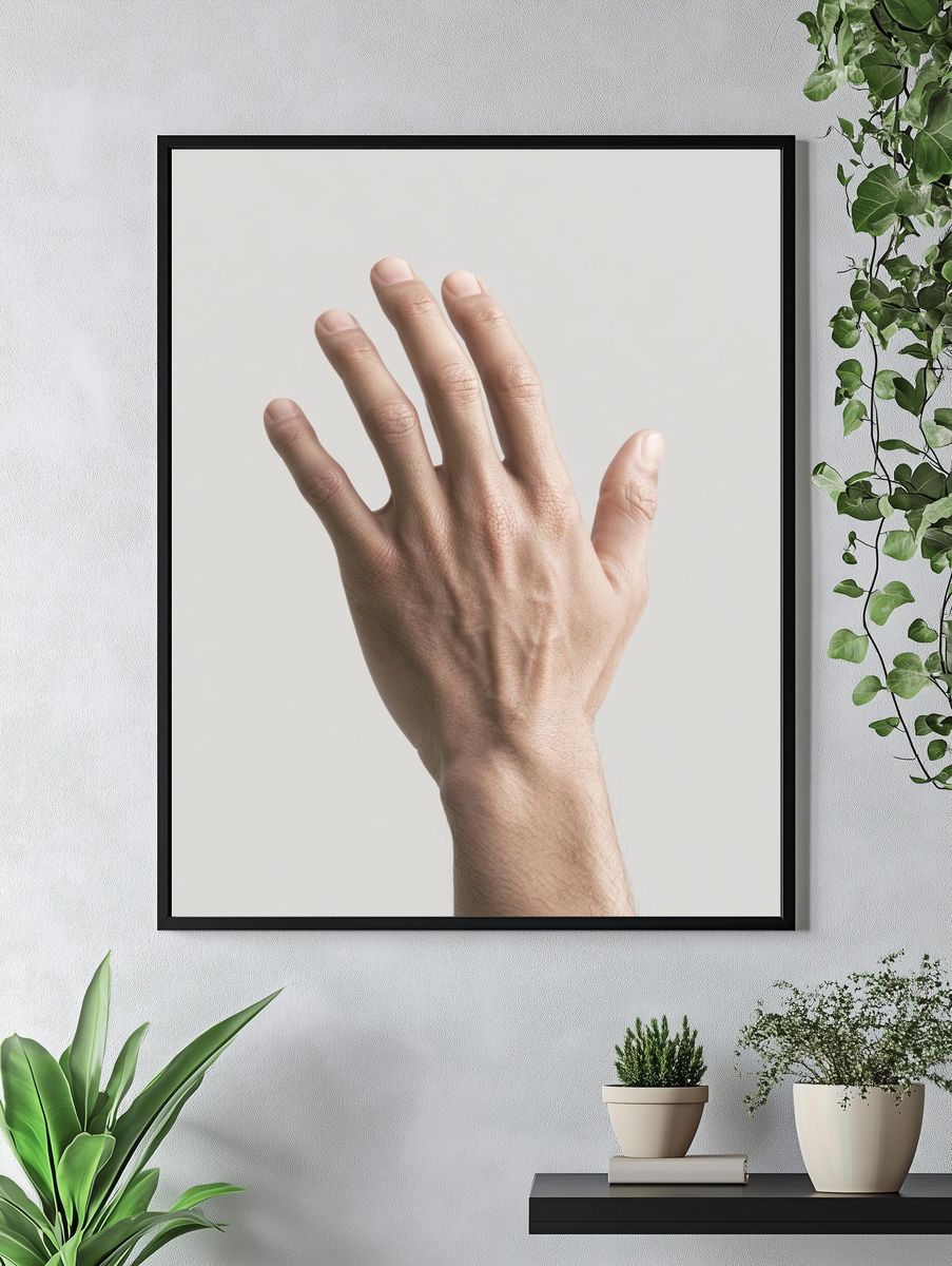 Floating Hand Minimalist Photography Print. — room view 4