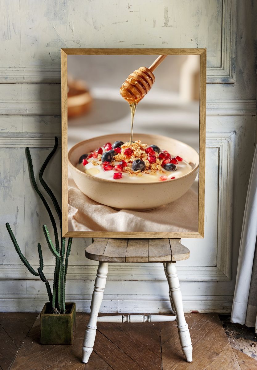Honey Yogurt Bowl Photography Poster. room preview