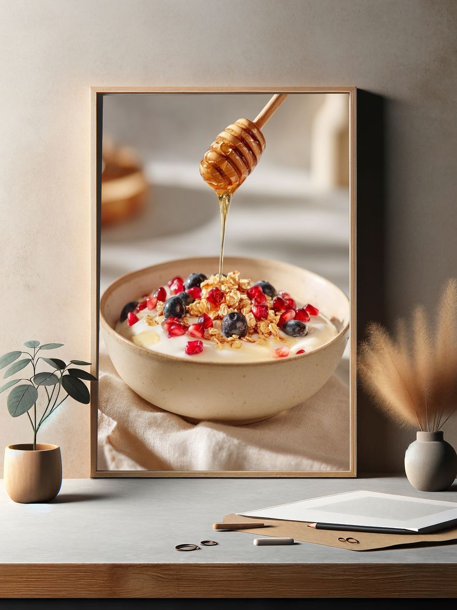 Honey Yogurt Bowl Photography Poster. — room view 2