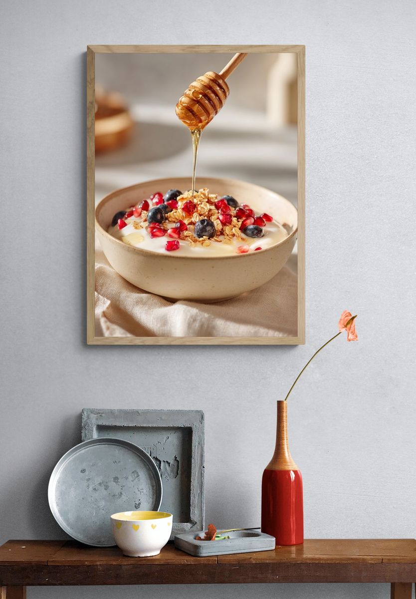Honey Yogurt Bowl Photography Poster. — room view 3
