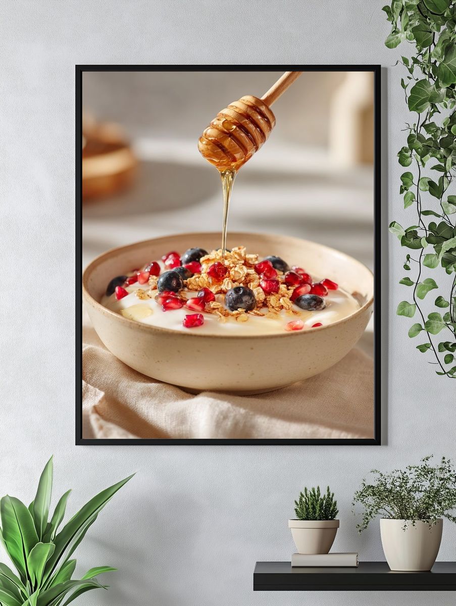 Honey Yogurt Bowl Photography Poster. — room view 4