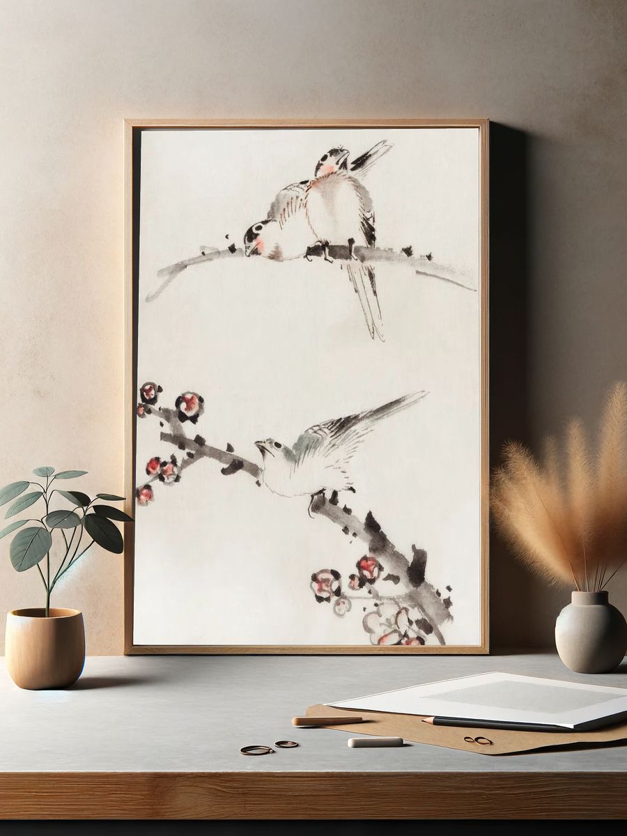 Three Birds Perched Branches, One. — room view 2