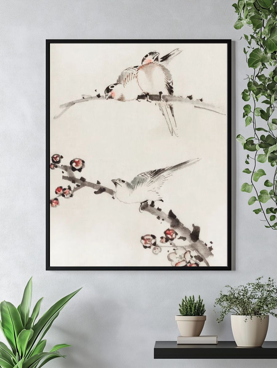 Three Birds Perched Branches, One. — room view 4
