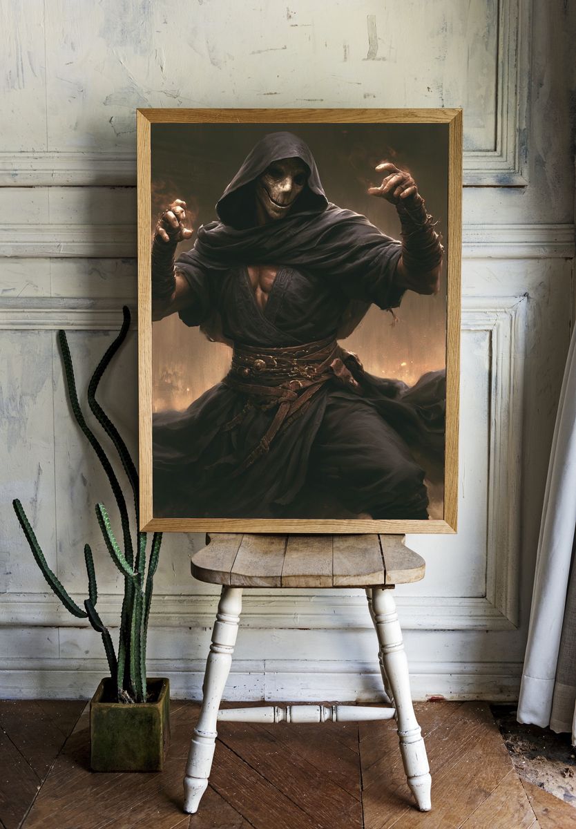 Hooded Reaper Fantasy Illustration Poster. room preview