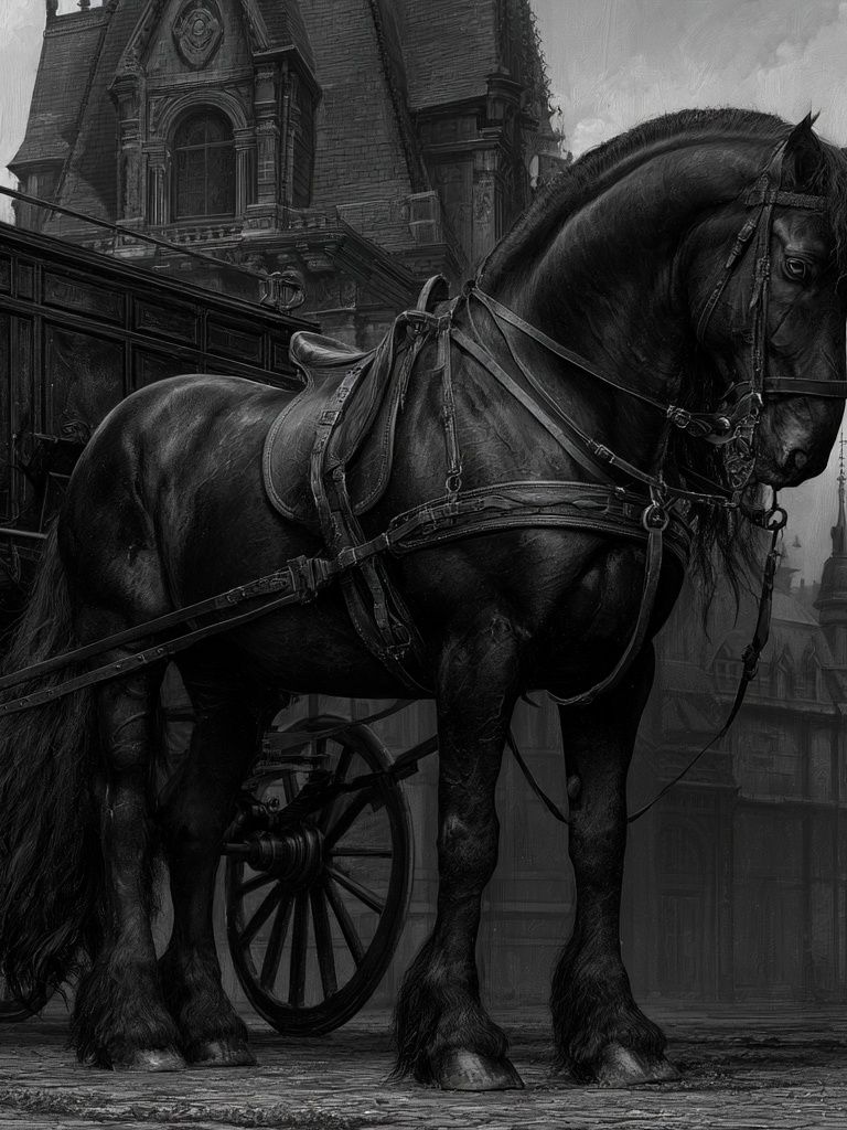 Black Horse Carriage Photography Poster. poster detail