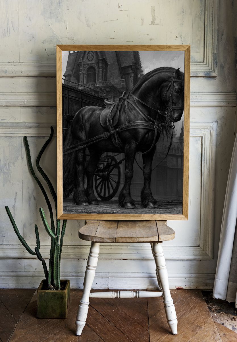 Black Horse Carriage Photography Poster. room preview