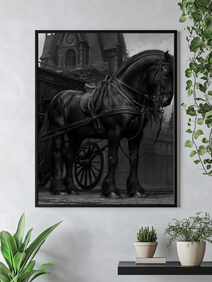 Black Horse Carriage Photography Poster. — room view 4