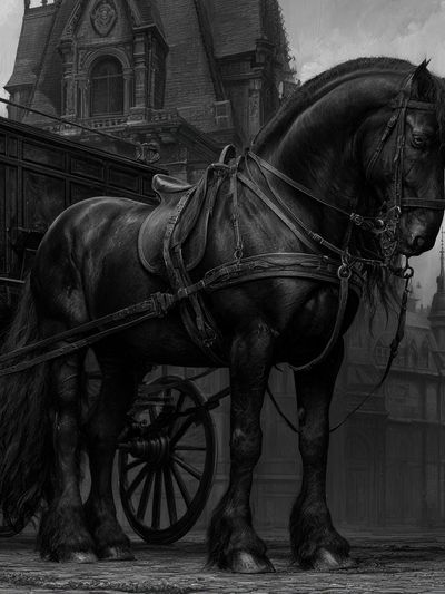 Black Horse Carriage Photography Poster.