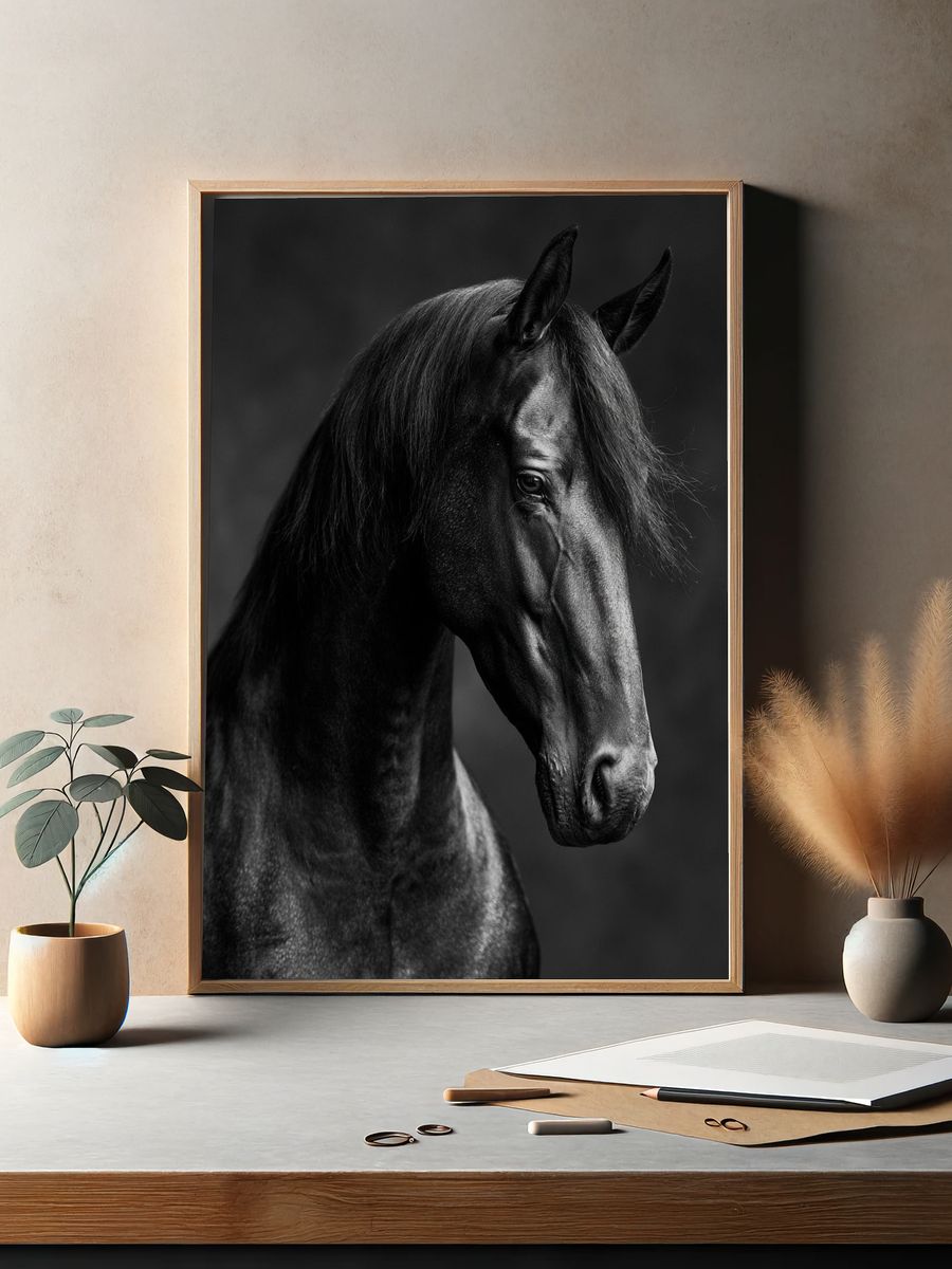 Black Horse Portrait Photography Poster. — room view 2
