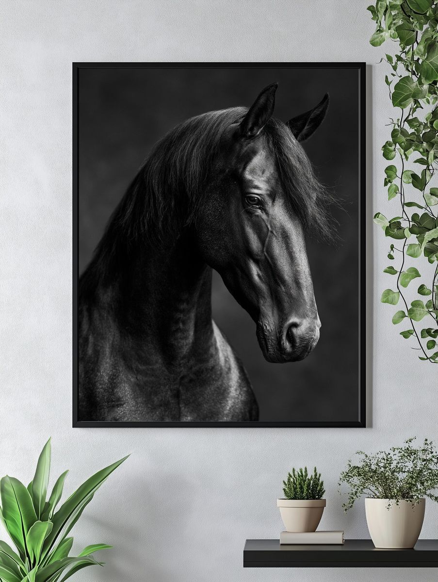 Black Horse Portrait Photography Poster. — room view 4