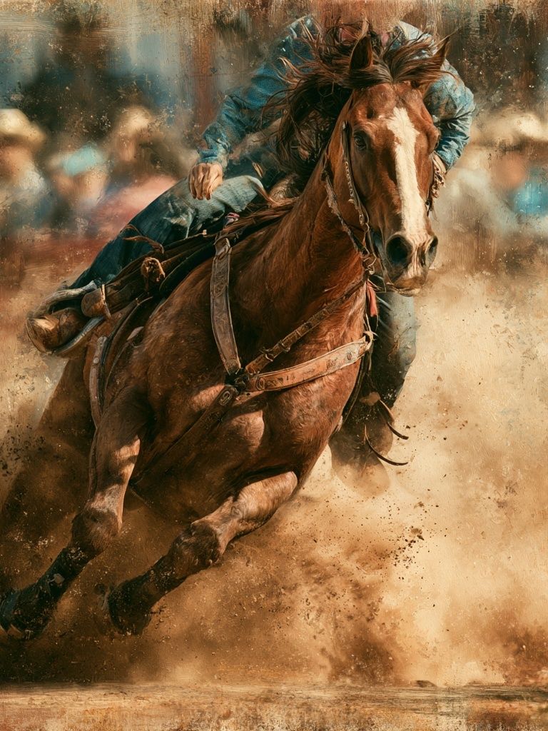 Cowboy Horse Racing Photography Poster. poster — animals art