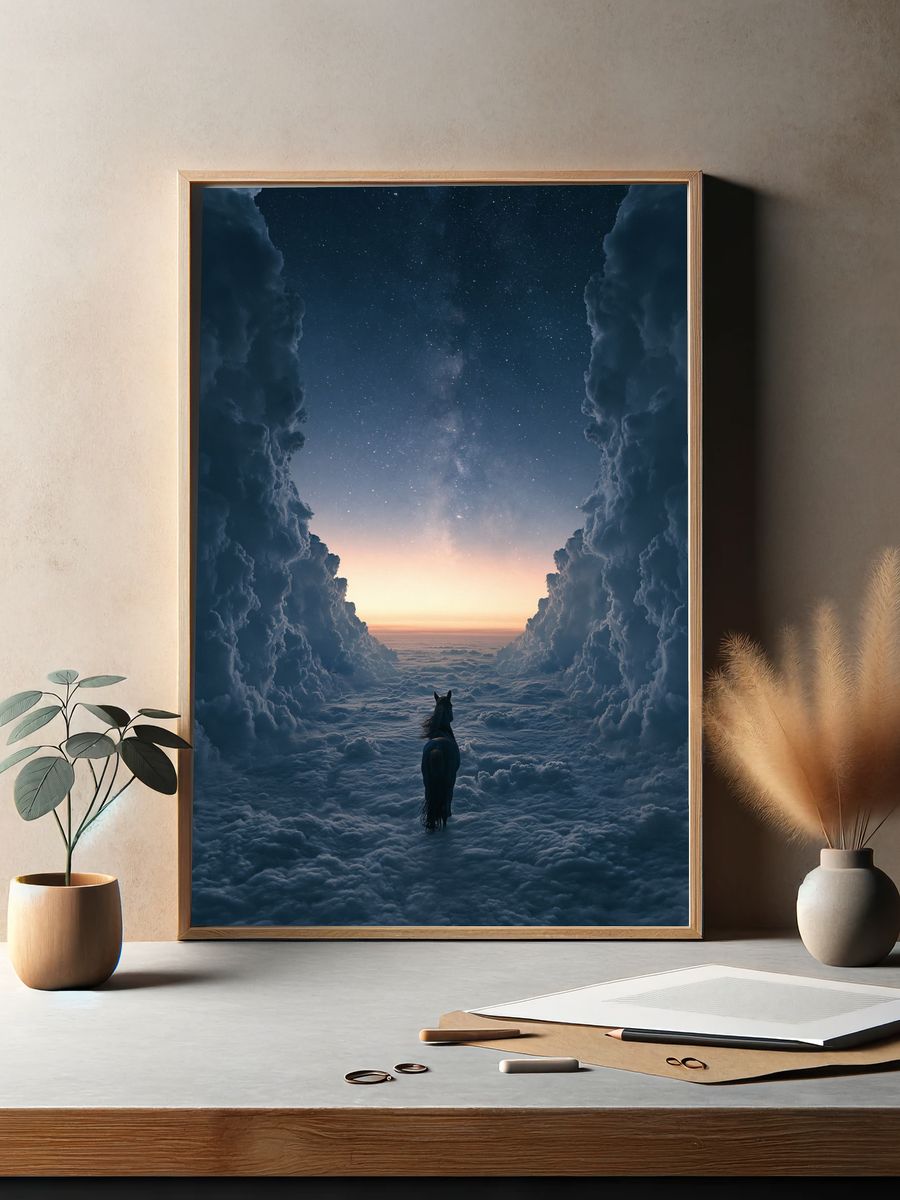 Horse Above the Clouds Fantasy Print. — room view 2