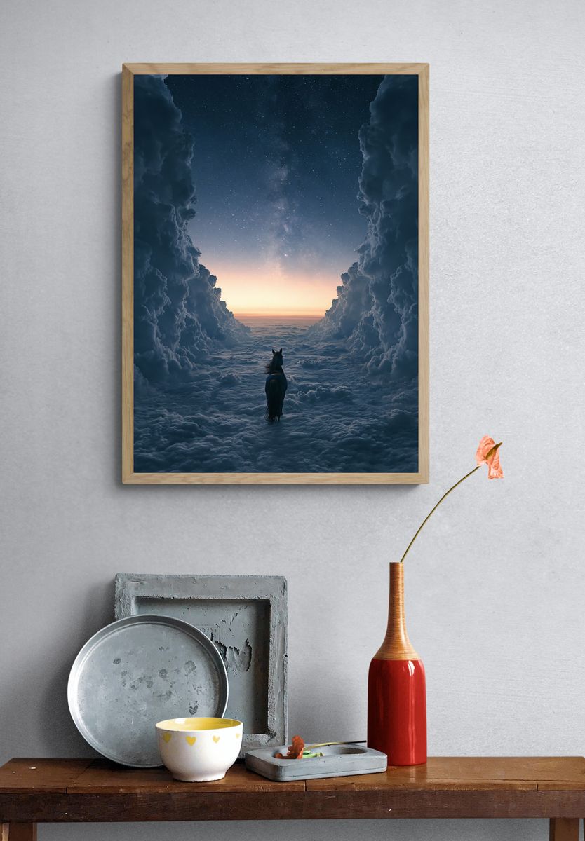 Horse Above the Clouds Fantasy Print. — room view 3