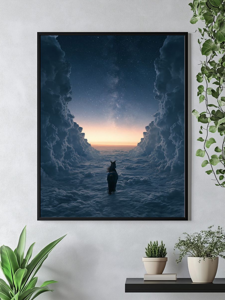Horse Above the Clouds Fantasy Print. — room view 4