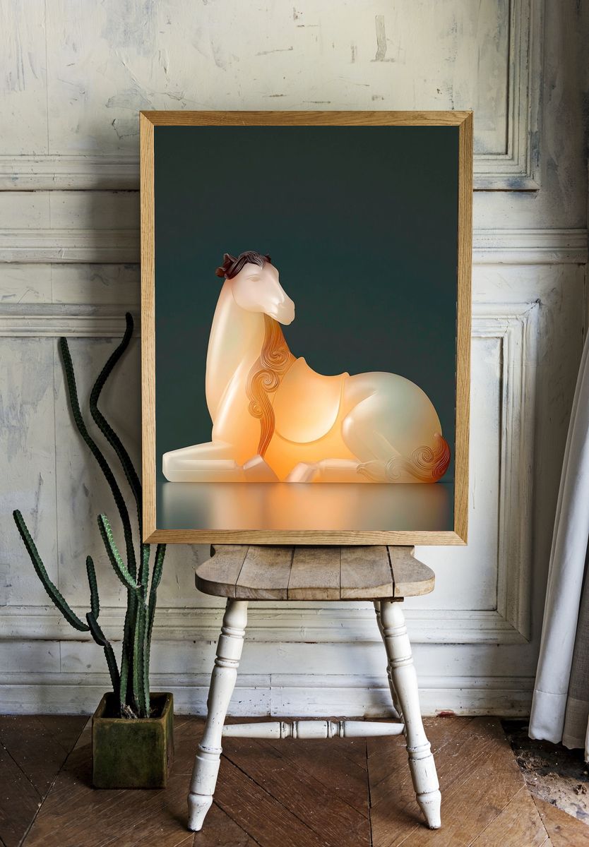 Abstract Horse Sculpture Print. room preview