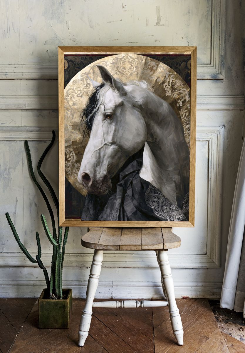 White Horse Iconic Fine-Art Poster. room preview