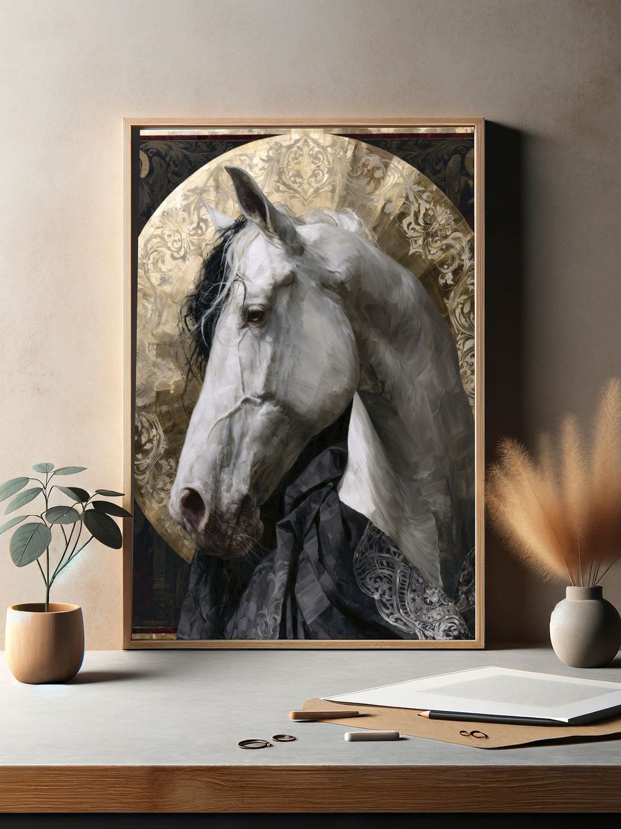 White Horse Iconic Fine-Art Poster. — room view 2