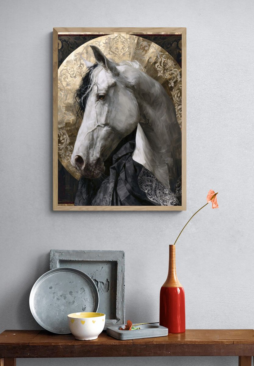 White Horse Iconic Fine-Art Poster. — room view 3