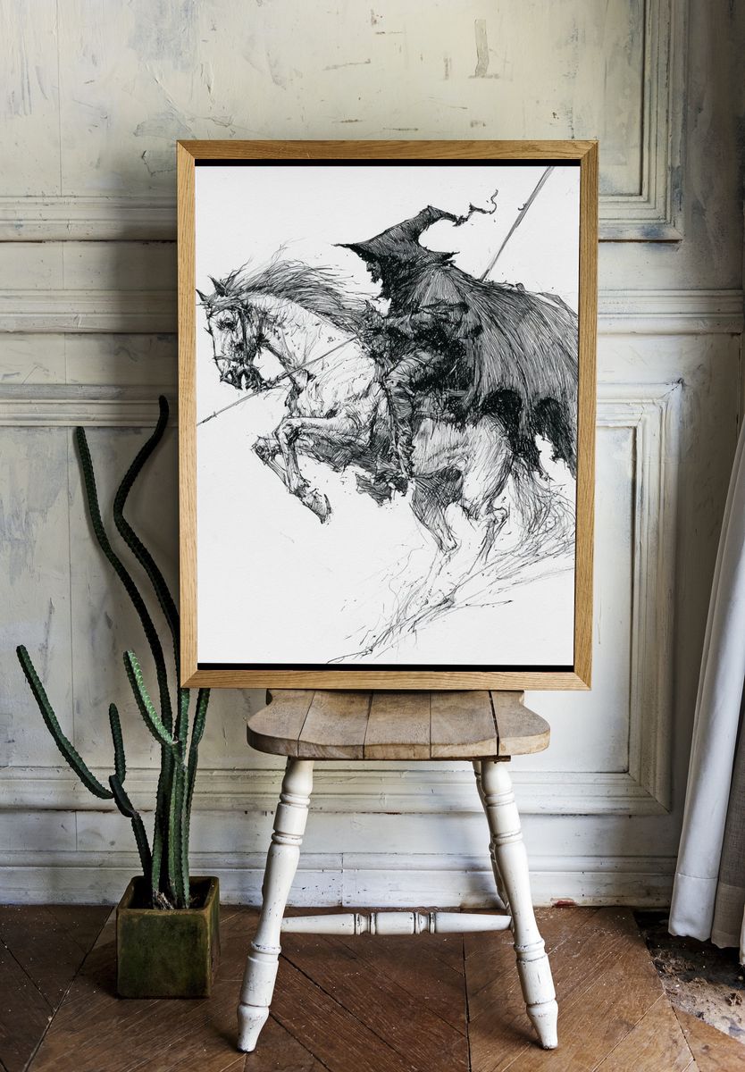 Galloping Horse Ink Poster. room preview