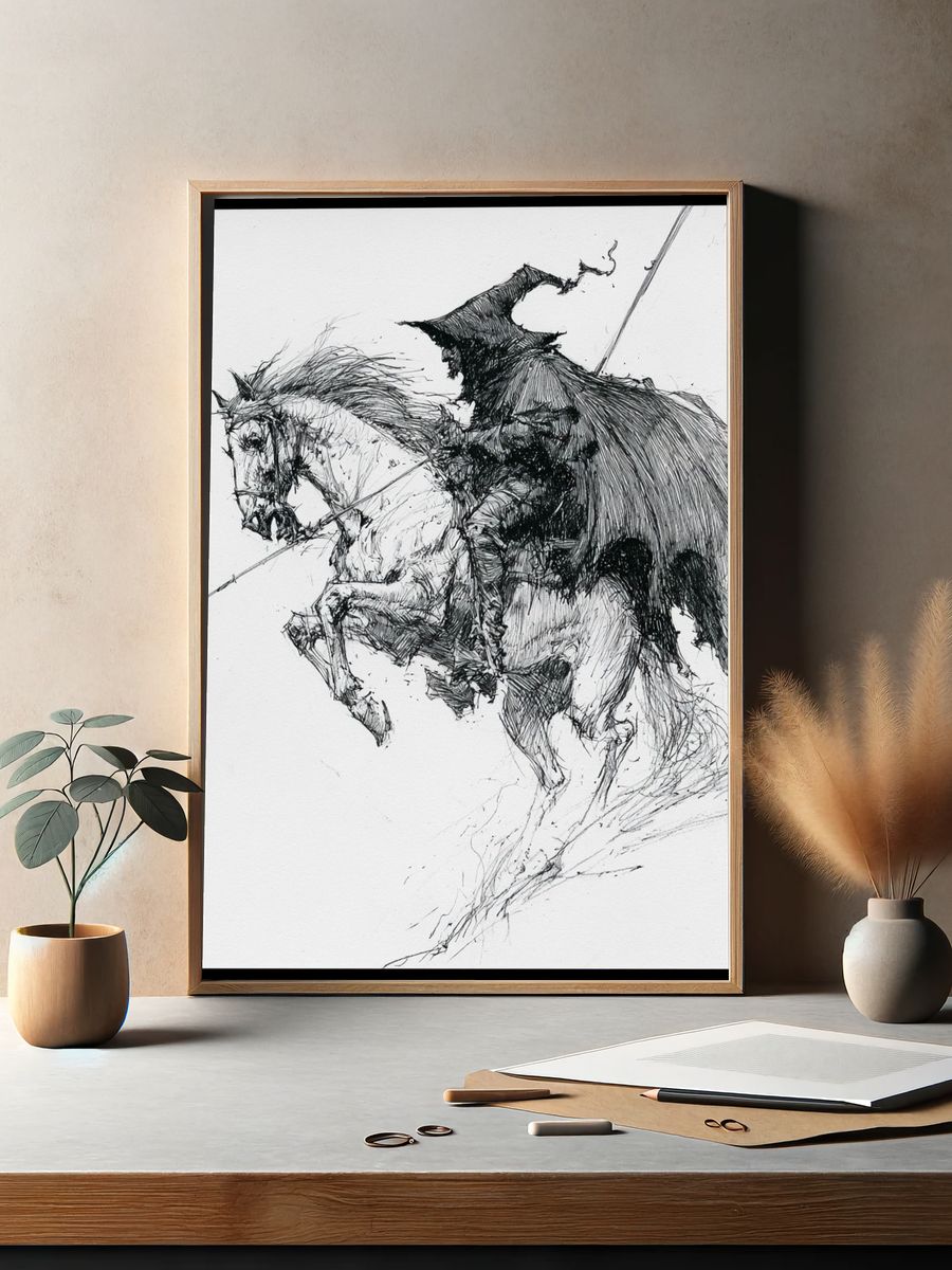 Galloping Horse Ink Poster. — room view 2