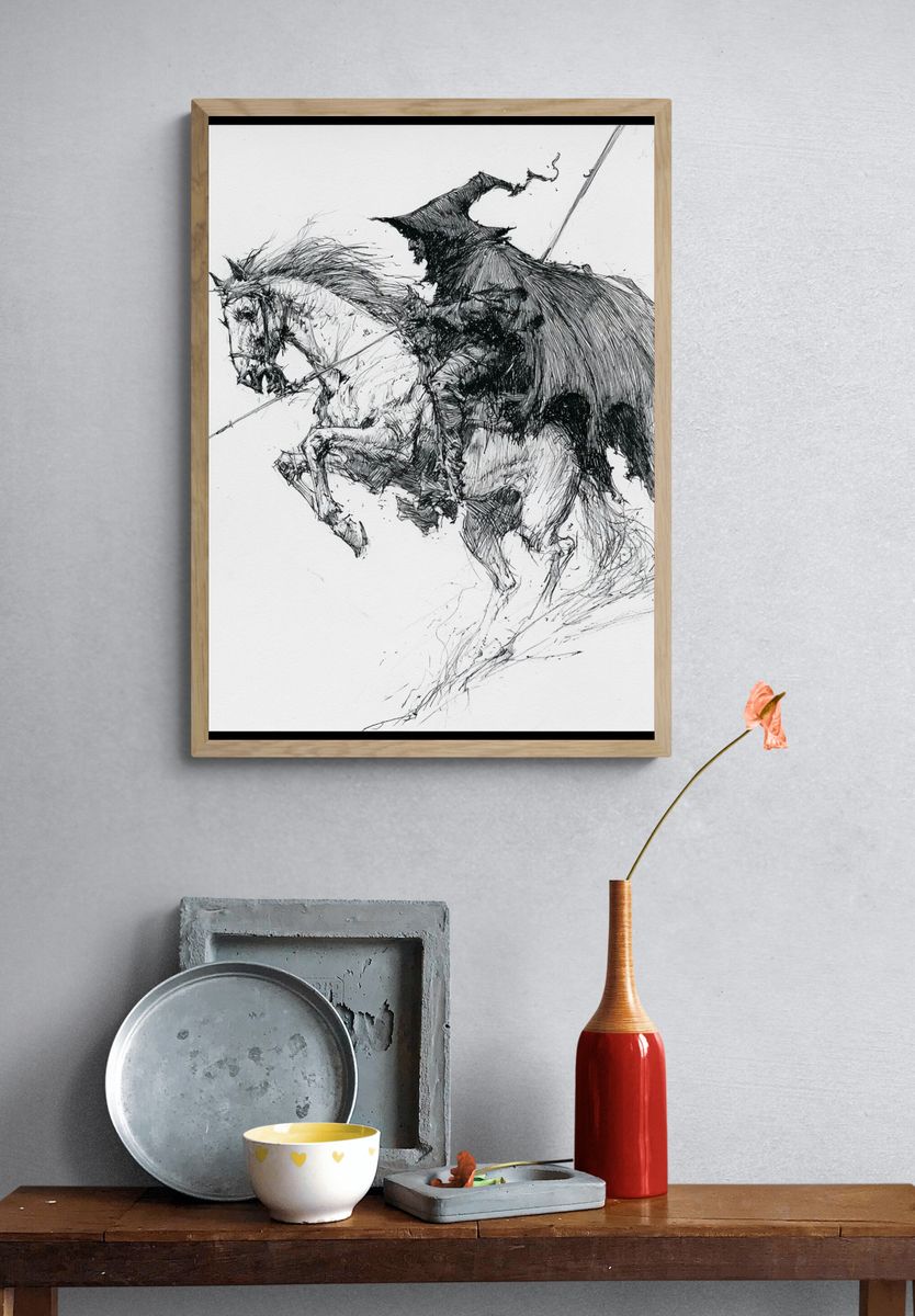 Galloping Horse Ink Poster. — room view 3