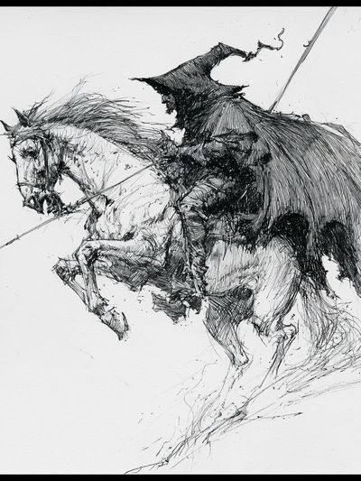 Galloping Horse Ink Poster.