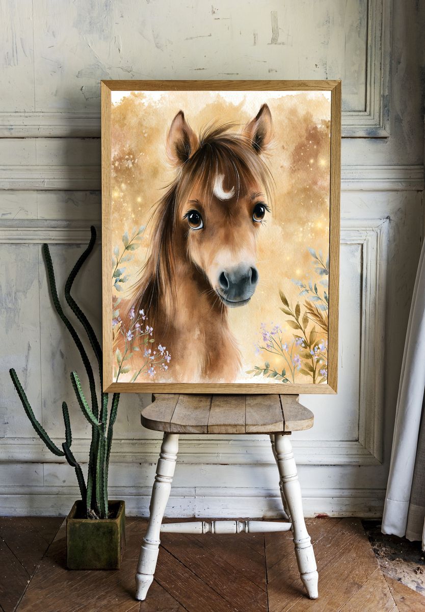 Dreamy Horse Watercolor Poster. room preview