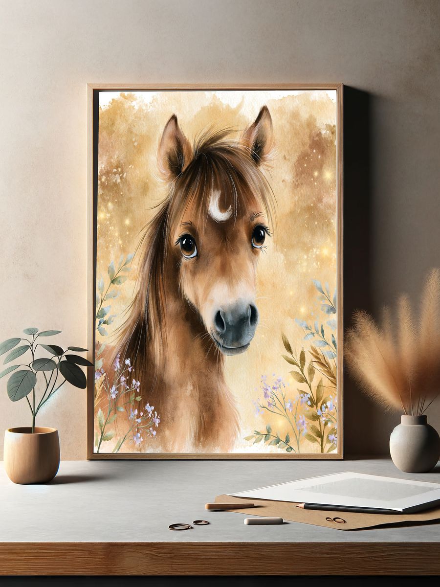 Dreamy Horse Watercolor Poster. — room view 2