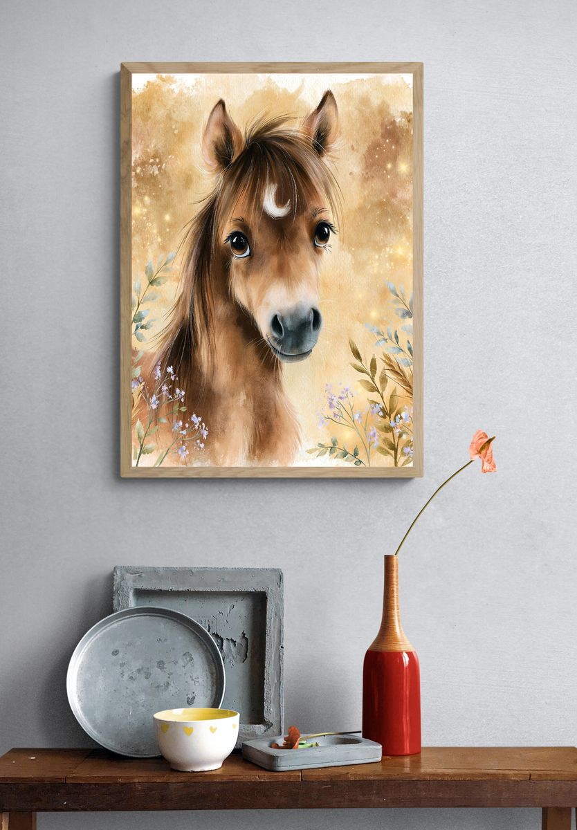Dreamy Horse Watercolor Poster. — room view 3