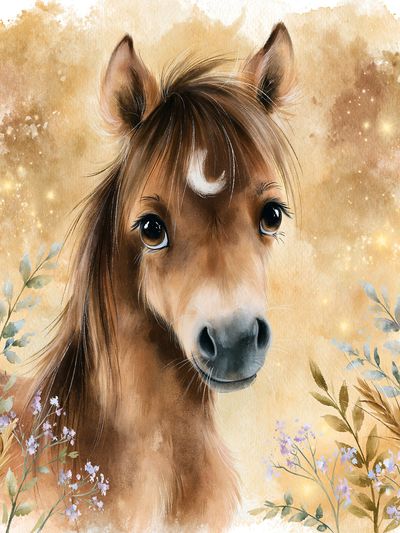 Dreamy Horse Watercolor Poster.