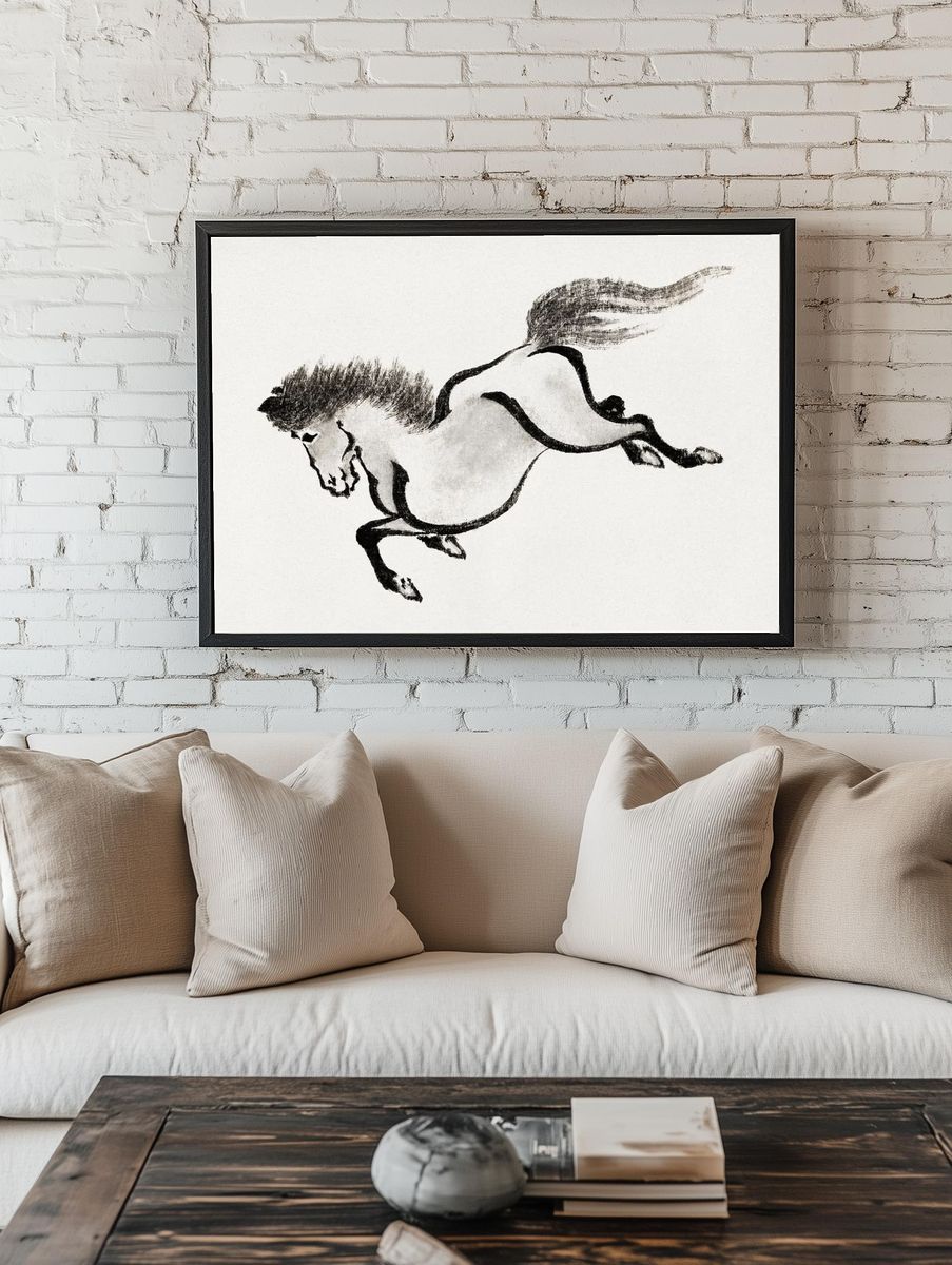 Galloping Horse Ink Print. — room view 1