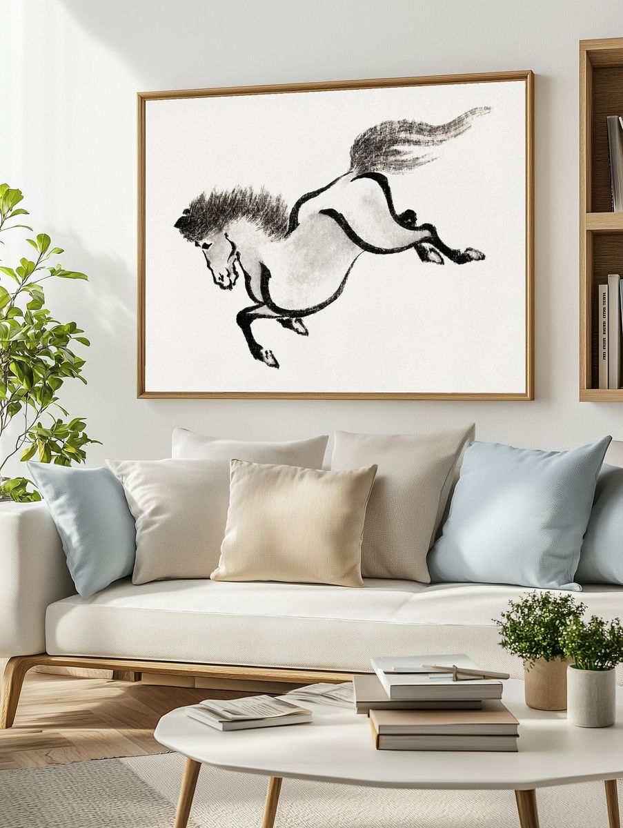 Galloping Horse Ink Print. — room view 2